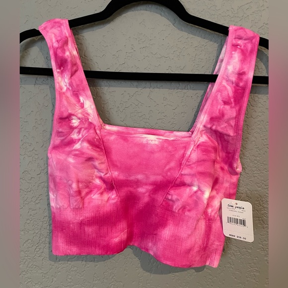 NWT Free People Movement Good Karma Bra crop Top Pink Tie Dye Size M/L - Picture 8 of 9